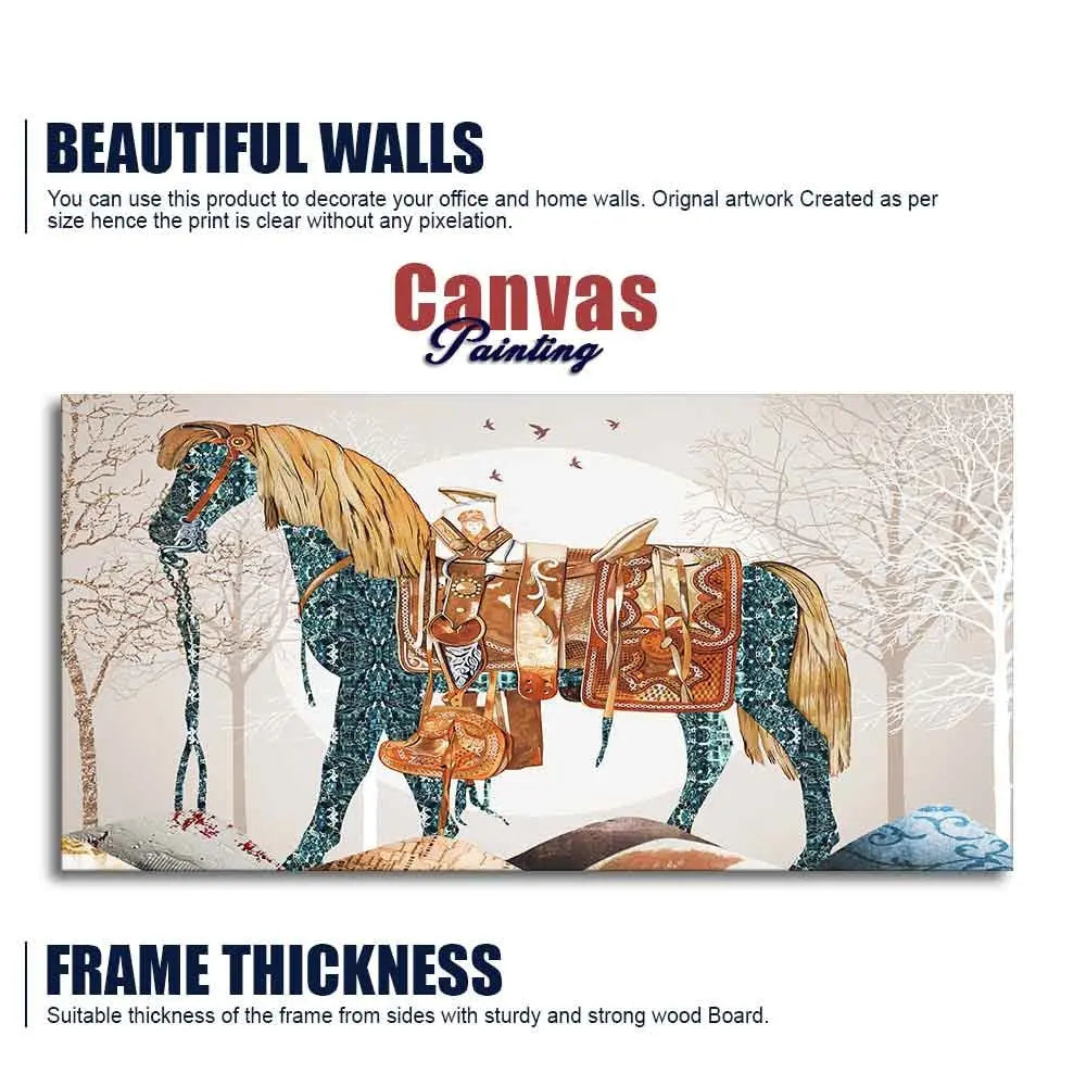 Classic Premium Quality Wall Painting of Patterned Horse Decor Mantra