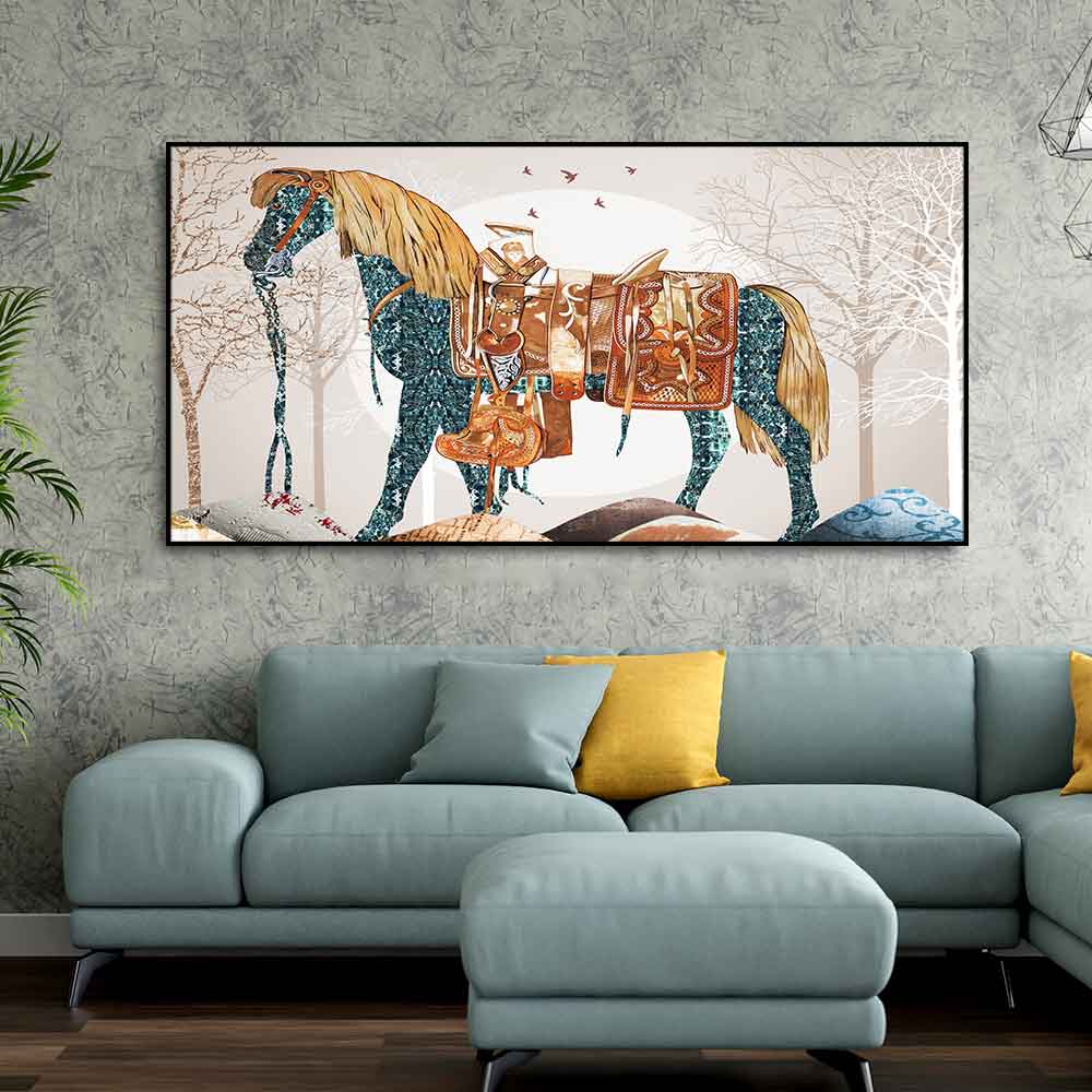 Classic Premium Quality Wall Painting of Patterned Horse Decor Mantra
