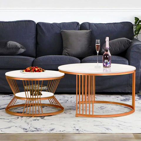 Classic Style Complementing Copper Coffee Table Set of 2 - Decor Mantra 