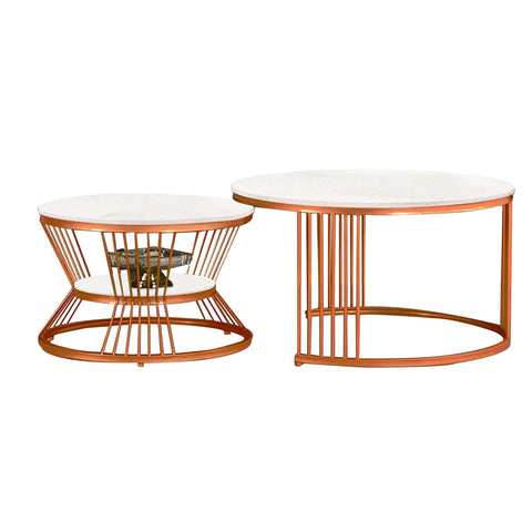 Classic Style Complementing Copper Coffee Table Set of 2 - Decor Mantra 