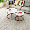 Classic Style White Round Coffee Table Set of 2 - Decor Mantra 