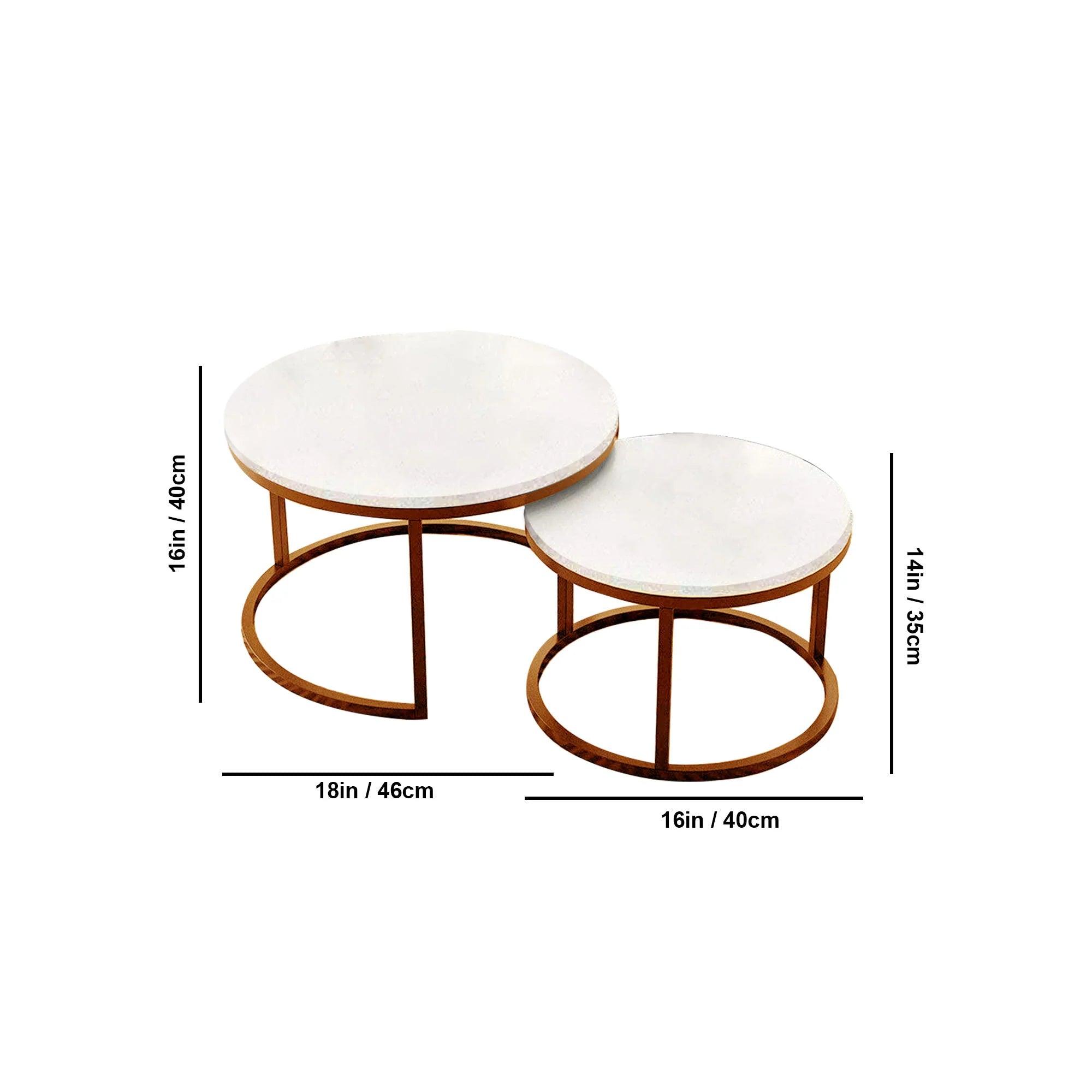 Classic Style White Round Coffee Table Set of 2 - Decor Mantra 