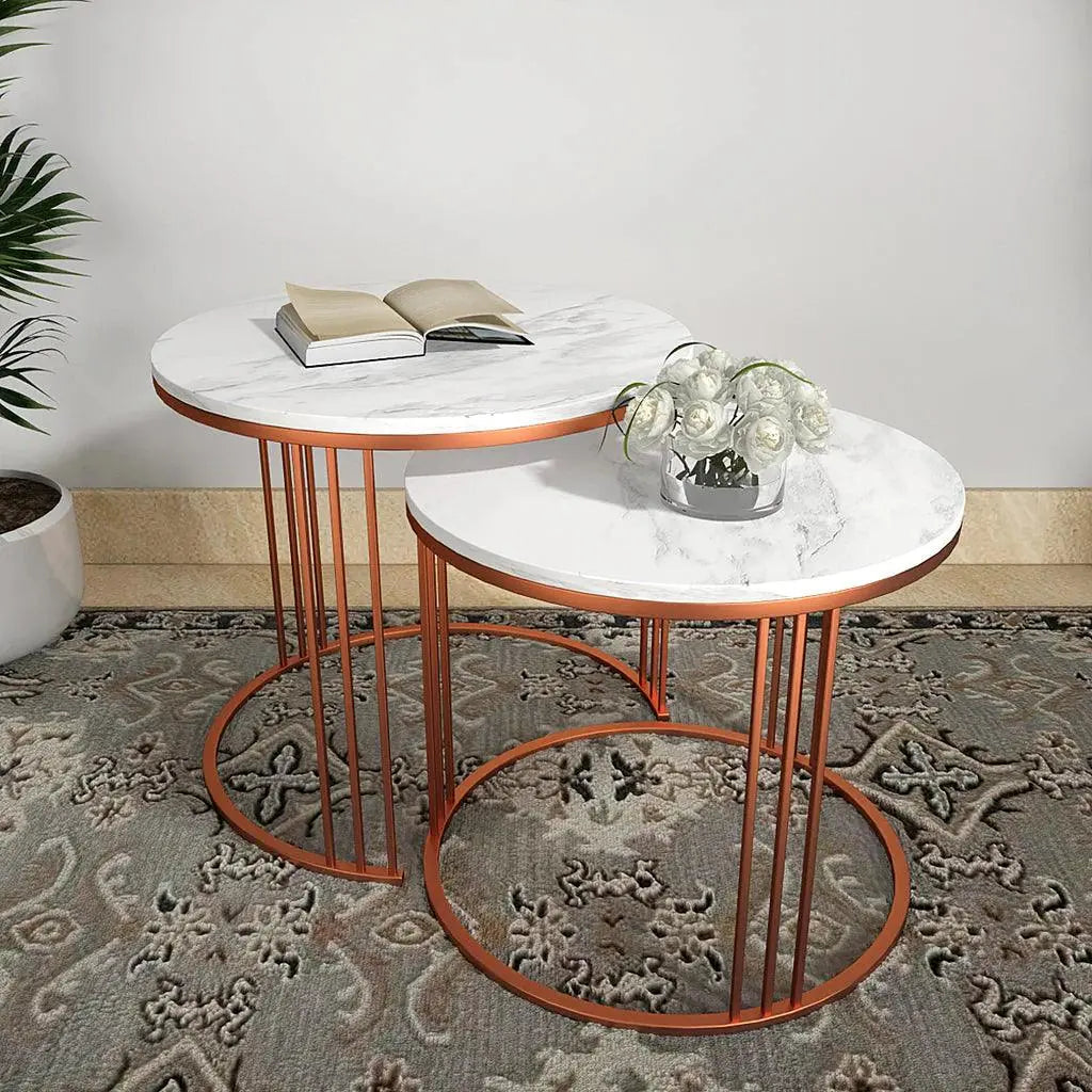 Classic Tethered Copper Nesting Table Set of 2 - Decor Mantra 