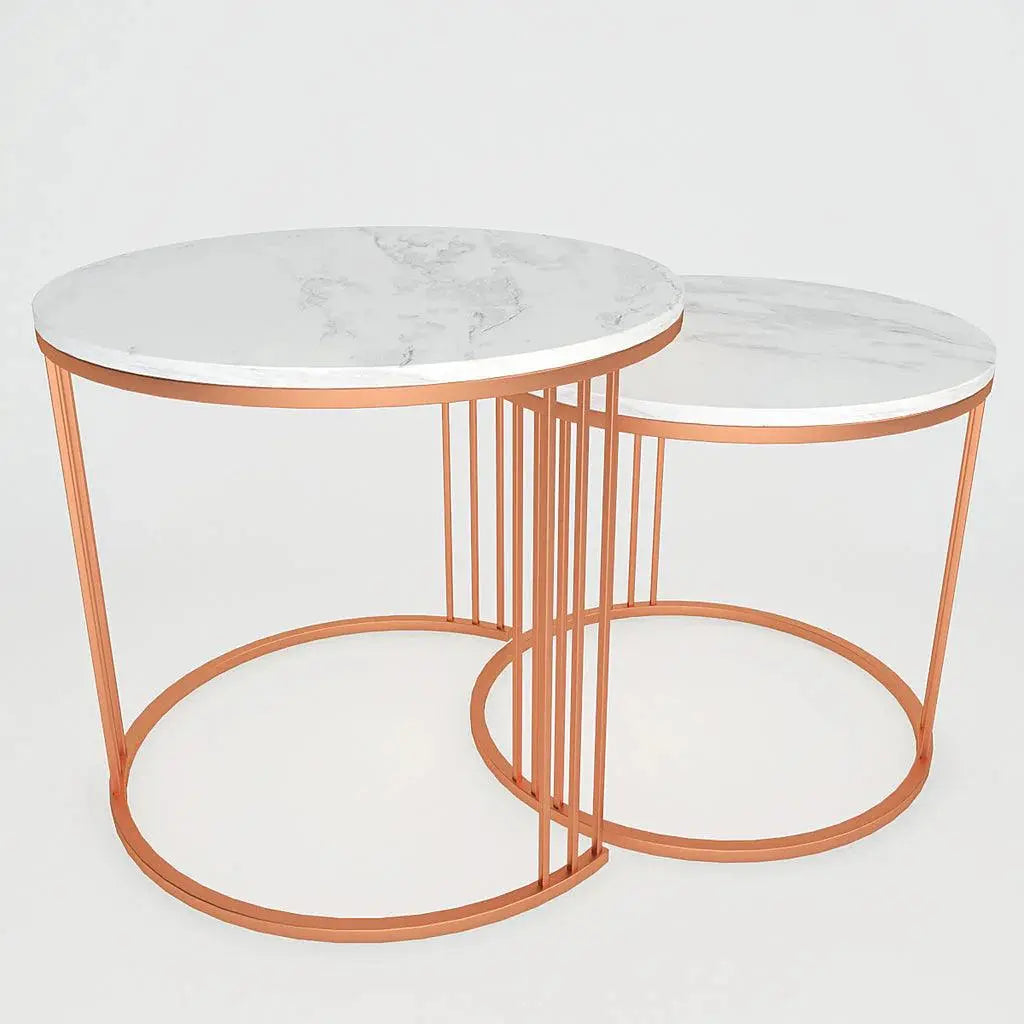 Classic Tethered Copper Nesting Table Set of 2 - Decor Mantra 