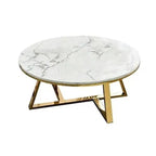 Classic White Hamilton Marble Round Coffee Table Set of 2 - Decor Mantra 