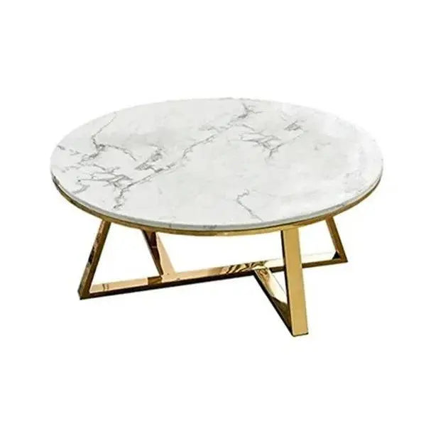 Classic White Hamilton Marble Round Coffee Table Set of 2 - Decor Mantra 