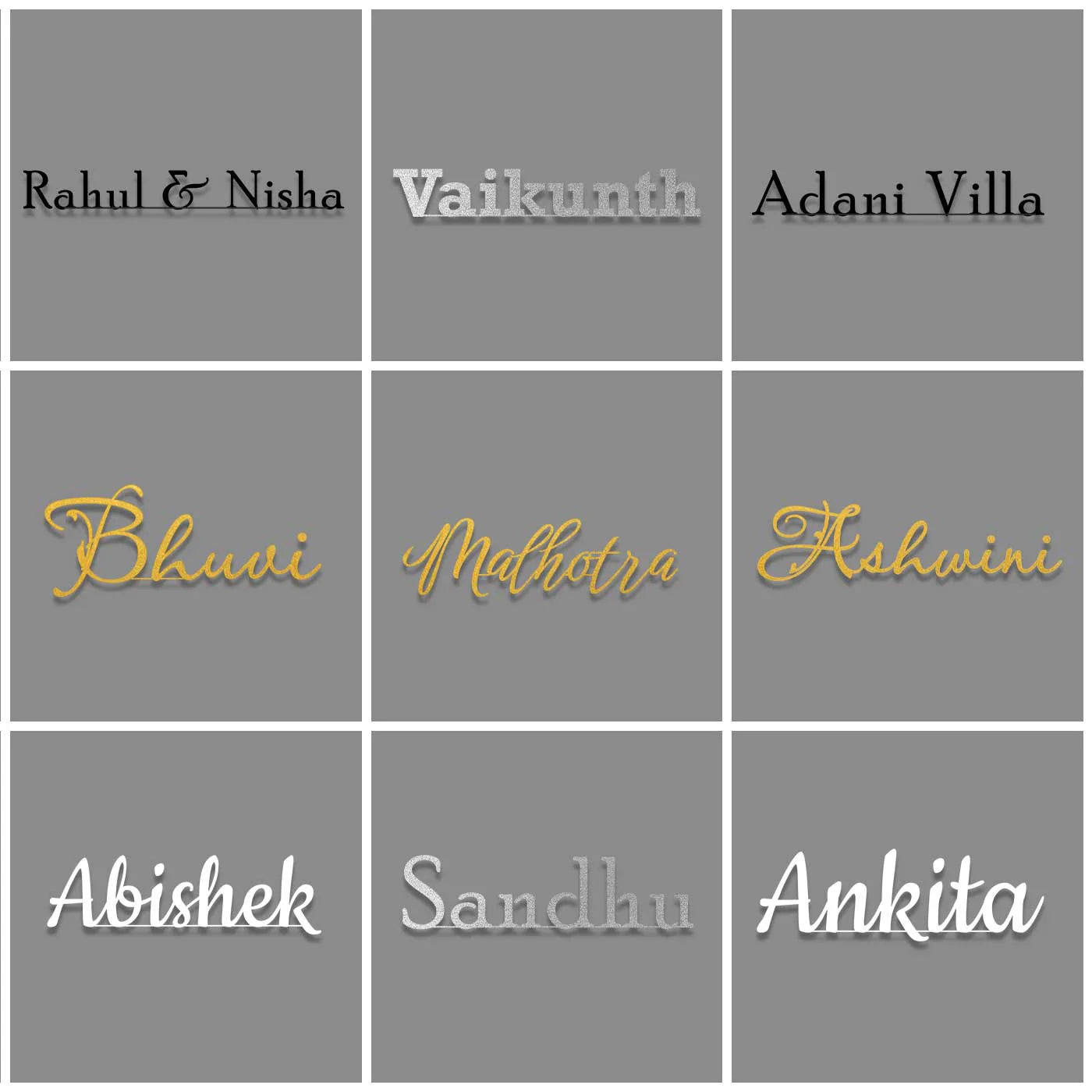 Personalized Weatherproof Metal Name Plate for Home | Elegant Laser Cut Design for Outdoor Entrance - Harshita Craft