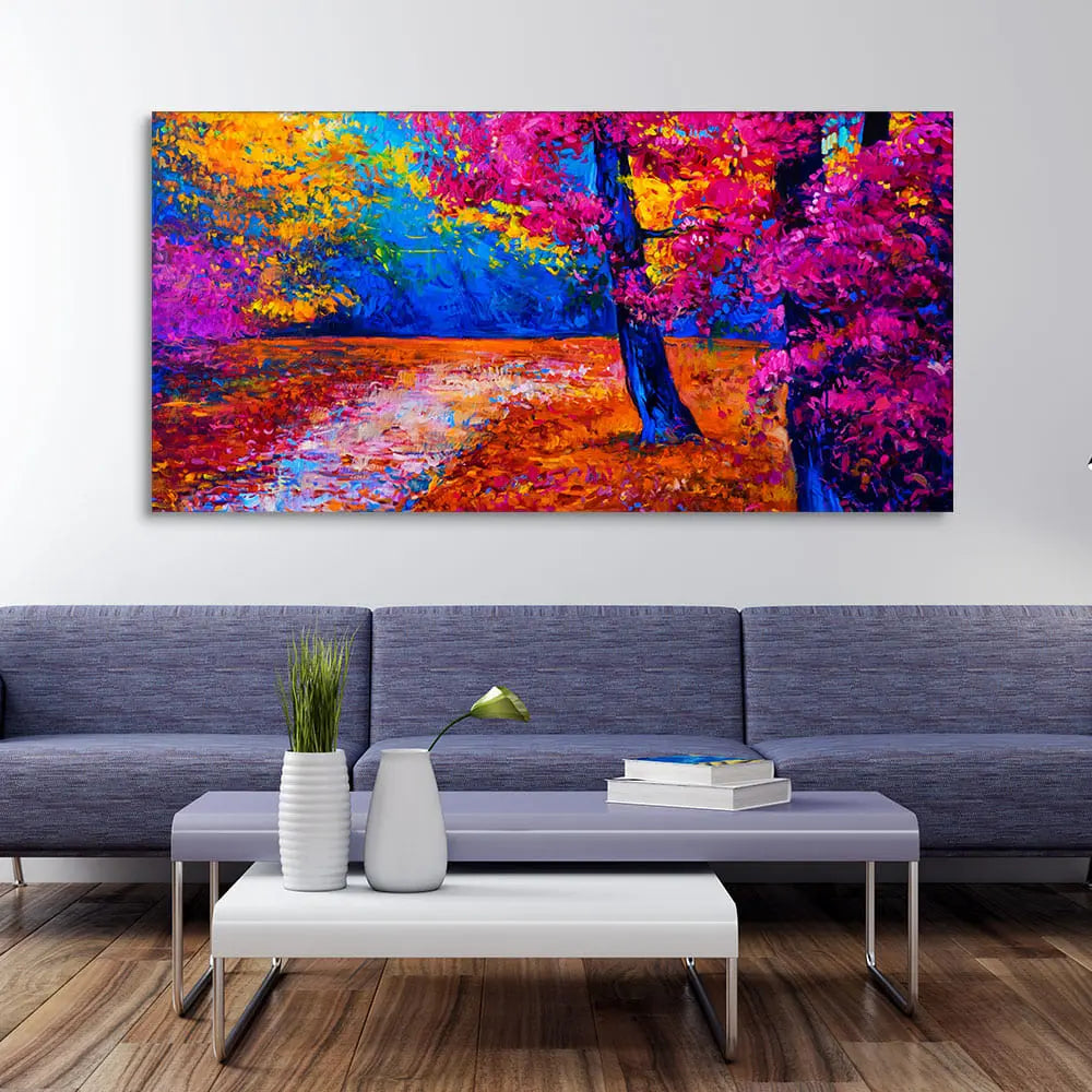 Colorful Autumn Trees Canvas Wall Painting Harshita Crafts