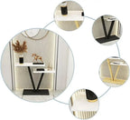 Contemporary 2 Tier White Marble Black Console Table - Decor Mantra 