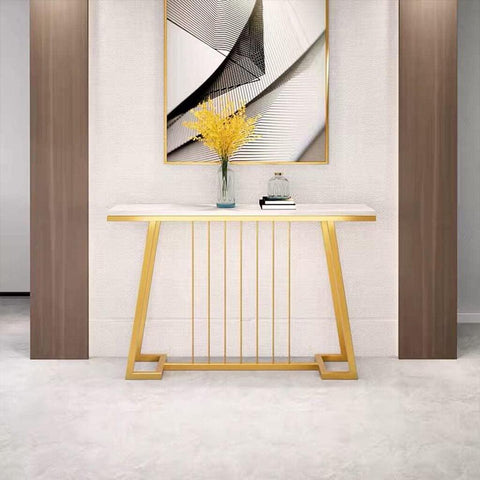 Creative White Marble Golden Top Console Table - Decor Mantra 