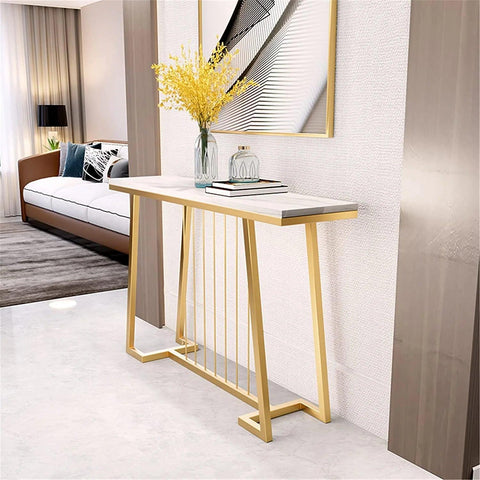 Creative White Marble Golden Top Console Table - Decor Mantra 