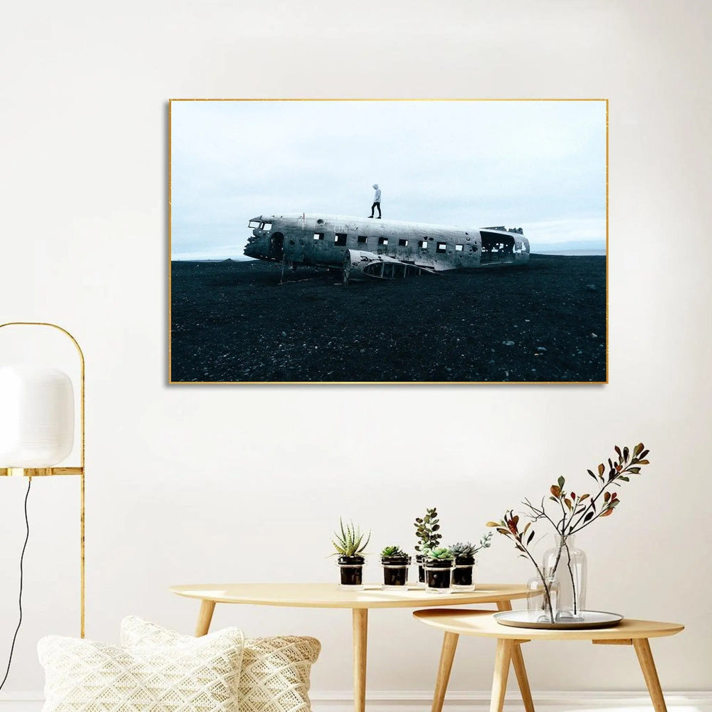 Plane Crash Floating Canvas Wall Painting - Decor Mantra 