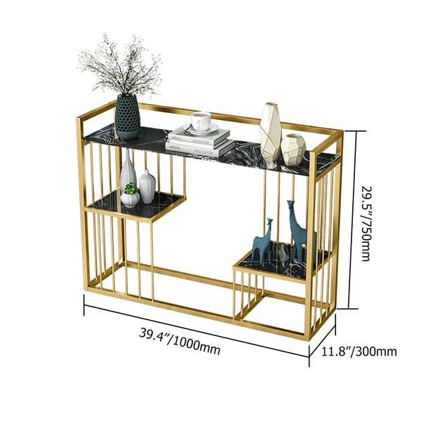 Console Table with Stylish Gold Finish and Porcelain Top - Decor Mantra 