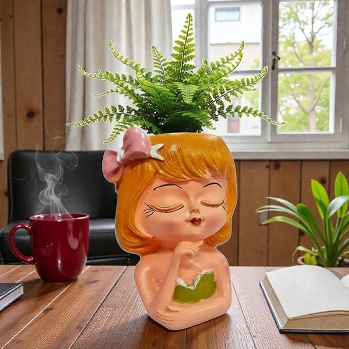 Cute Girl Head Planter Pot