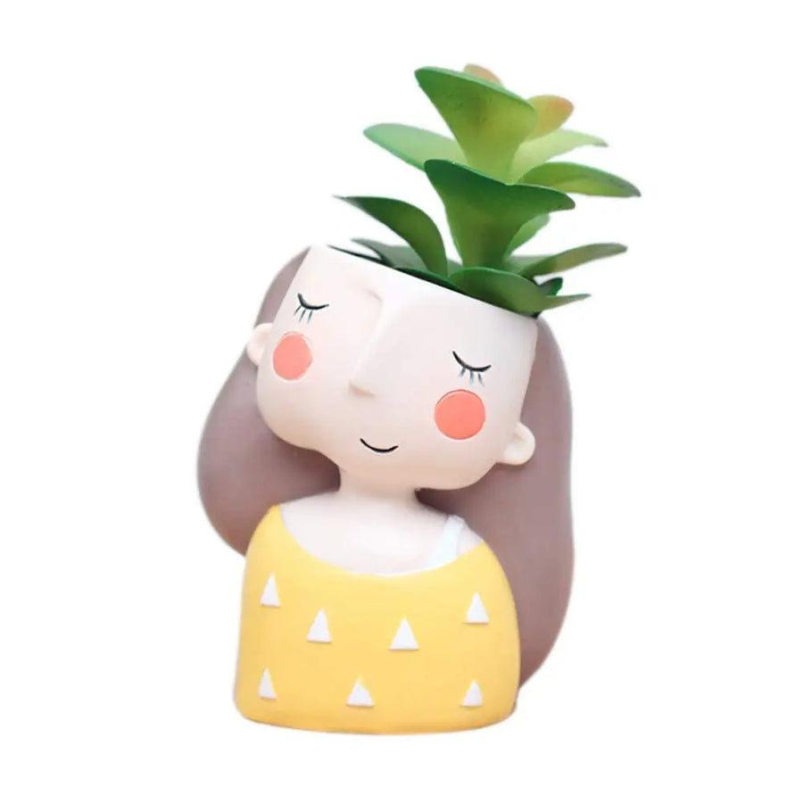 Cute Girl Resin Flowerpot Planter
