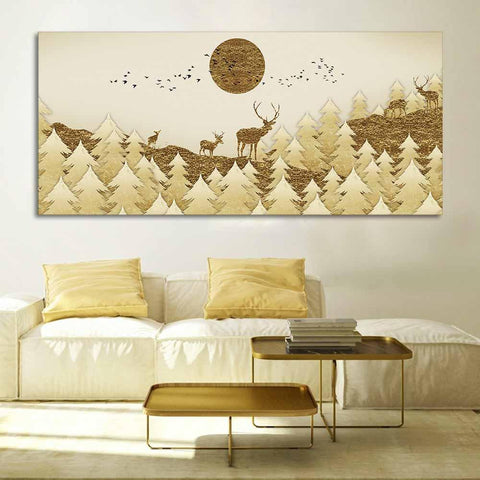 Swamp Deer in Forest Premium Wall Painting - Decor Mantra 