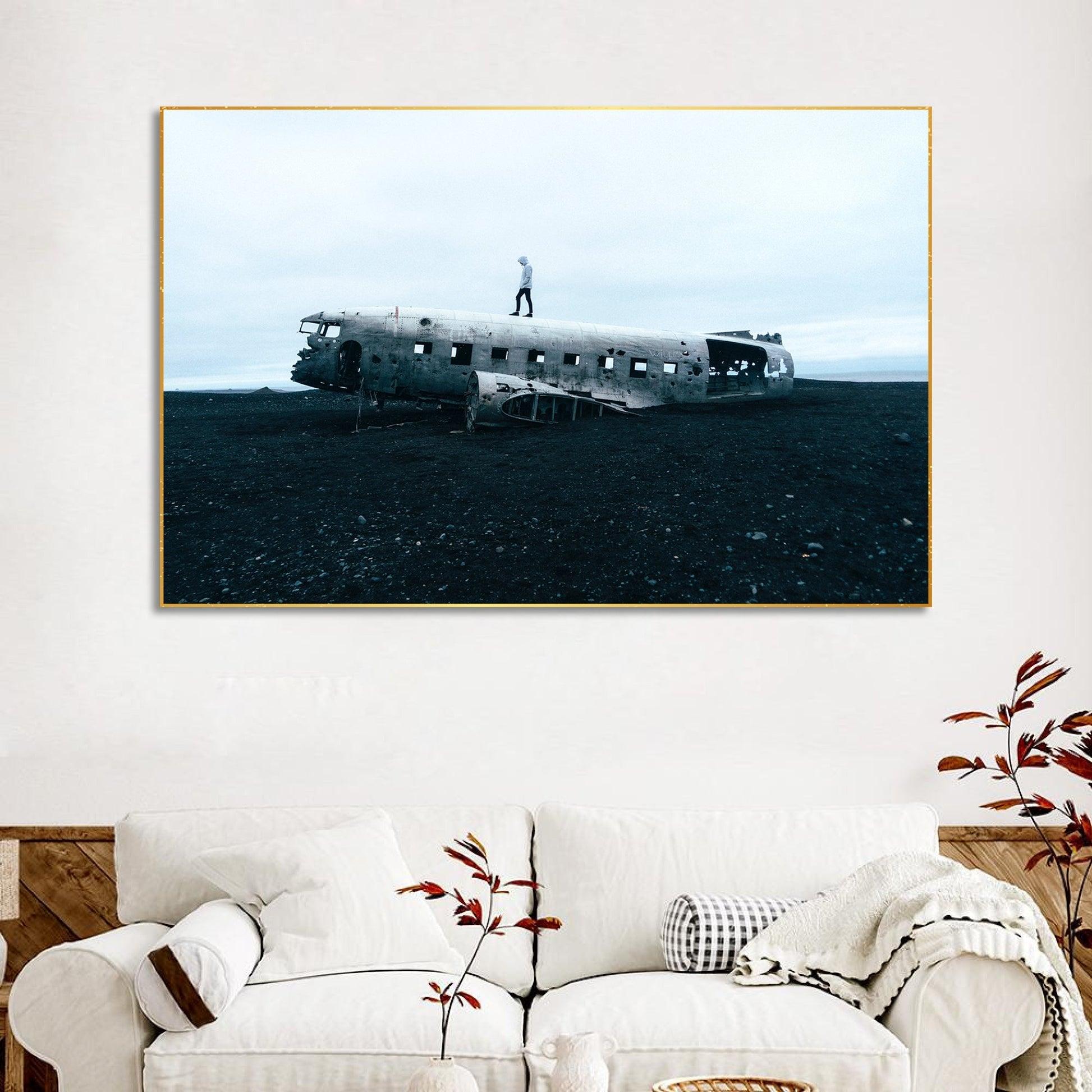 Plane Crash Floating Canvas Wall Painting - Decor Mantra 
