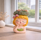 Cute Girl Head Planter Pot