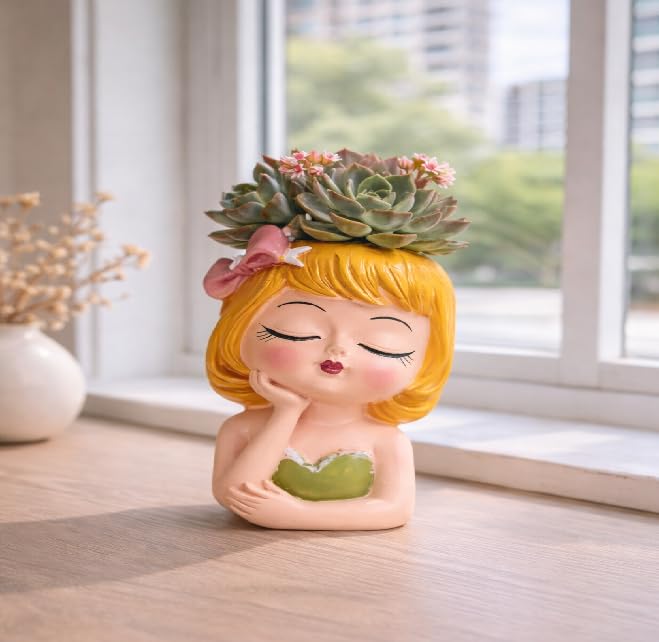Cute Girl Head Planter Pot