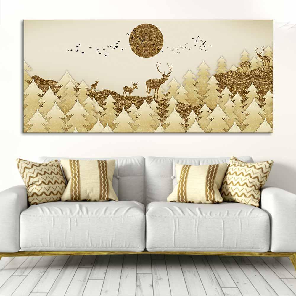 Swamp Deer in Forest Premium Wall Painting - Decor Mantra 