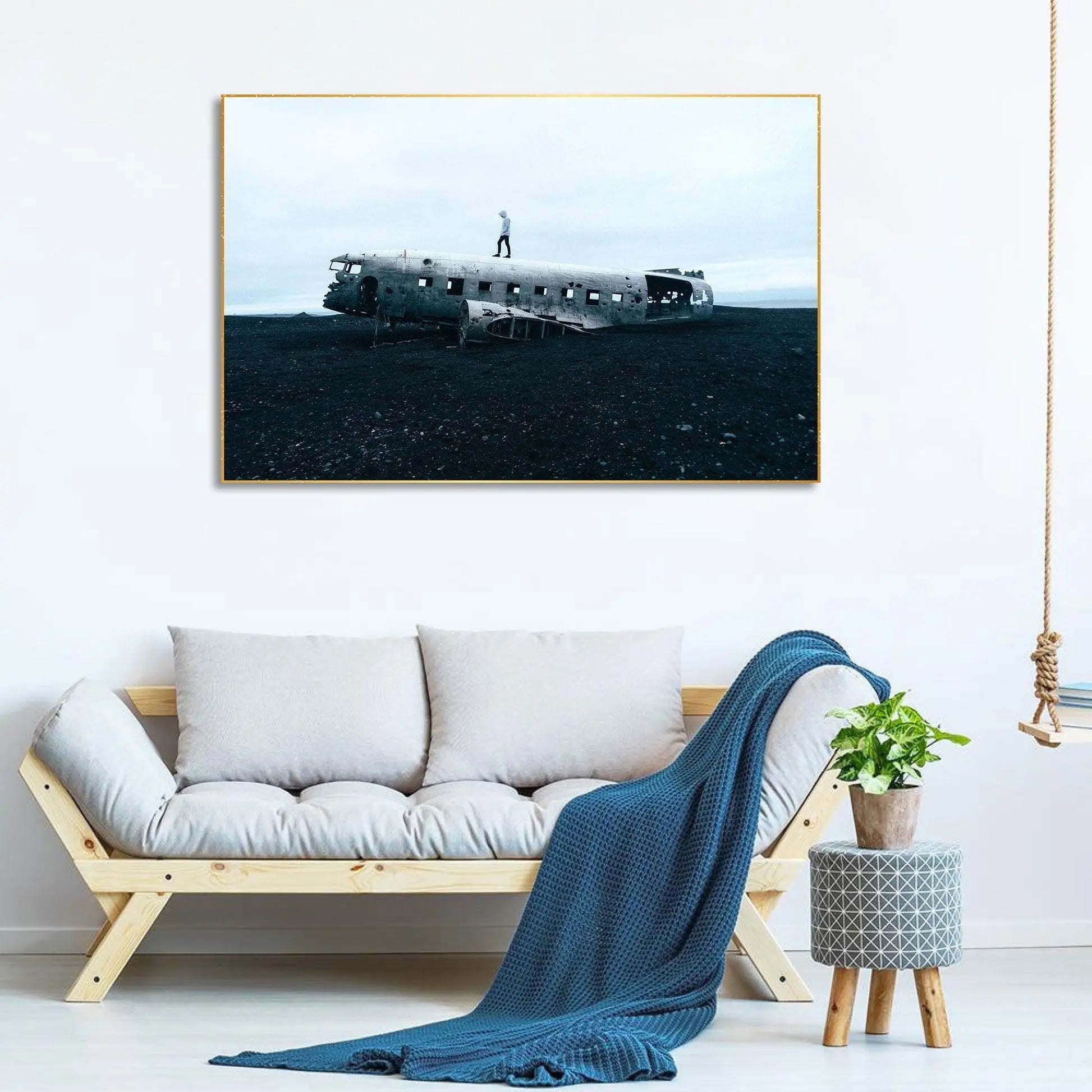 Plane Crash Floating Canvas Wall Painting - Decor Mantra 