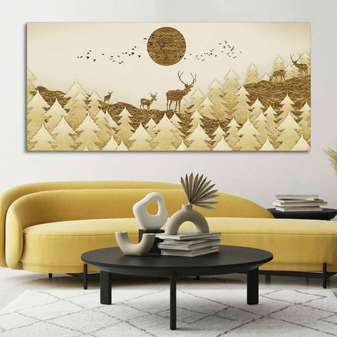 Swamp Deer in Forest Premium Wall Painting - Decor Mantra 