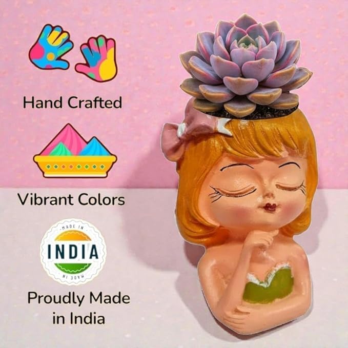 Cute Girl Head Planter Pot