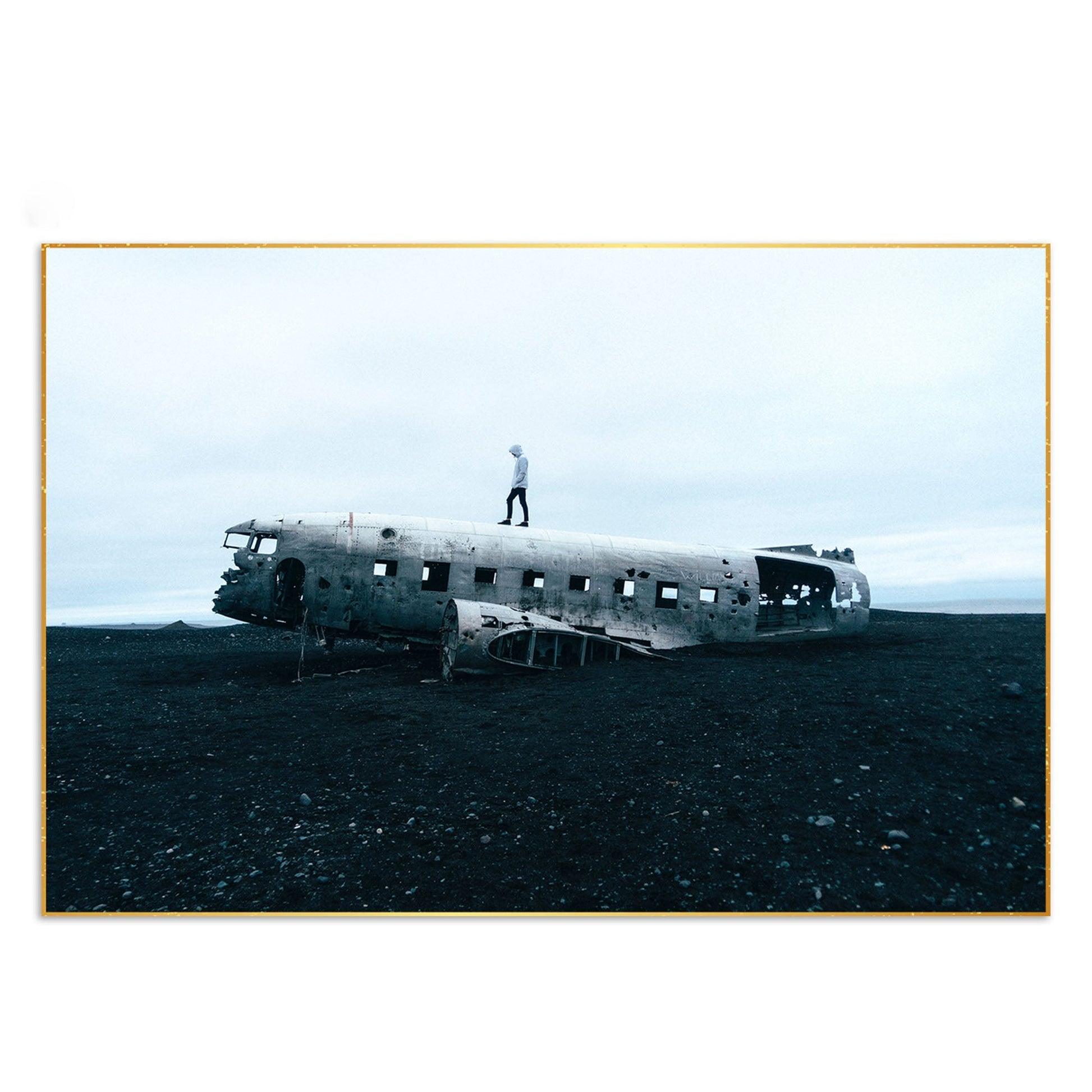 Plane Crash Floating Canvas Wall Painting - Decor Mantra 