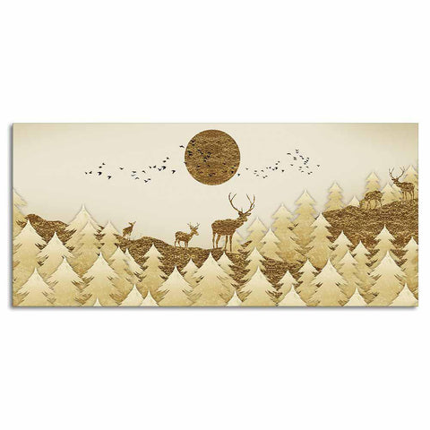 Swamp Deer in Forest Premium Wall Painting - Decor Mantra 