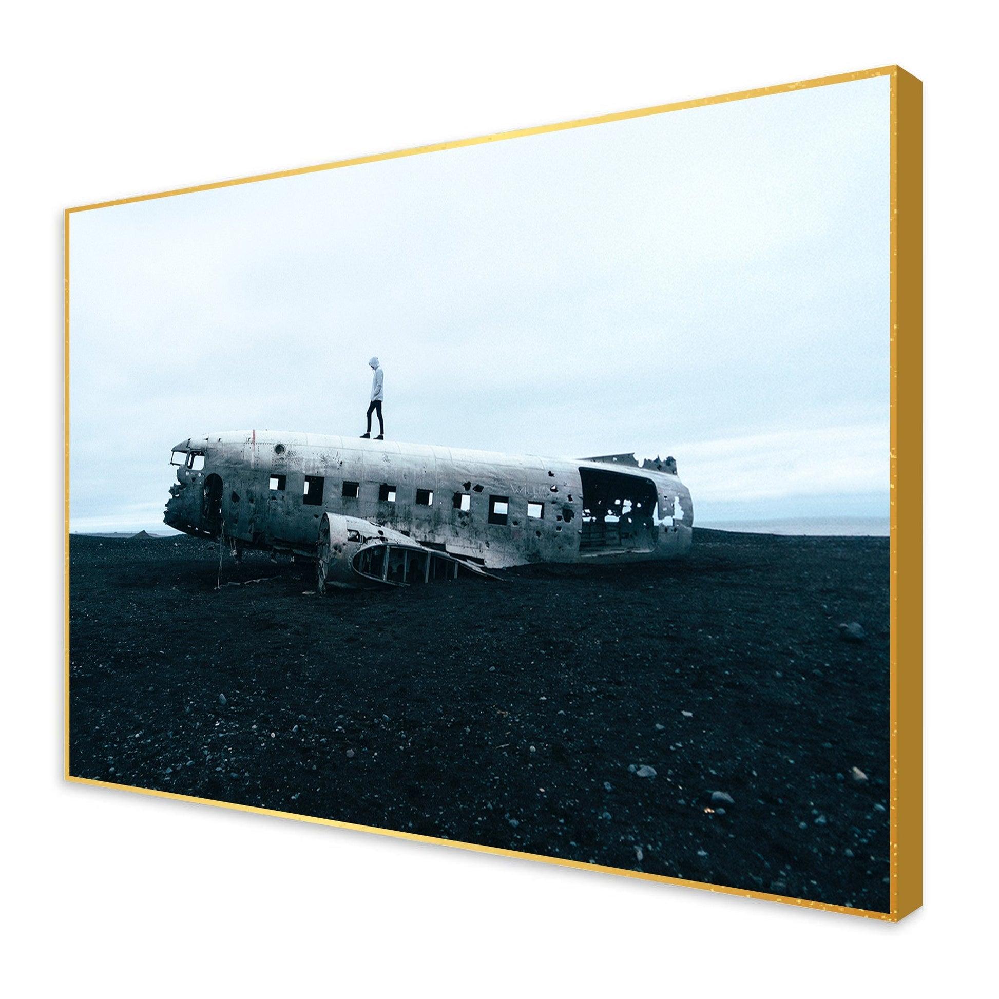 Plane Crash Floating Canvas Wall Painting - Decor Mantra 