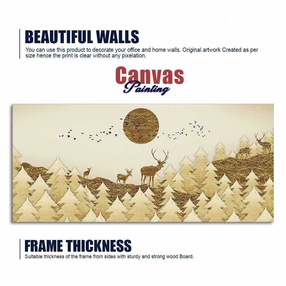 Swamp Deer in Forest Premium Wall Painting - Decor Mantra 