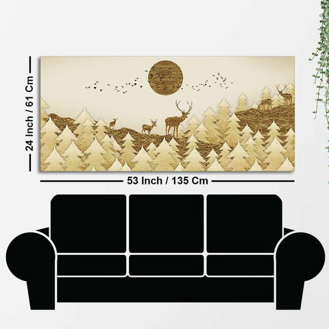 Swamp Deer in Forest Premium Wall Painting - Decor Mantra 