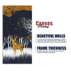 Dark Night Golden Deer with Birds Premium Canvas Wall Painting