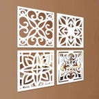 Decorative Panels Timberly Wooden Mirror Wall Art Set of 4 - Decor Mantra 