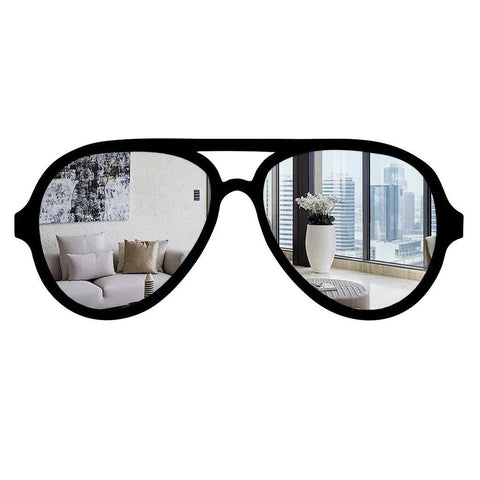 Decorative Sunglasses Shape Wall Mirror with Black Finish Frame - Decor Mantra 