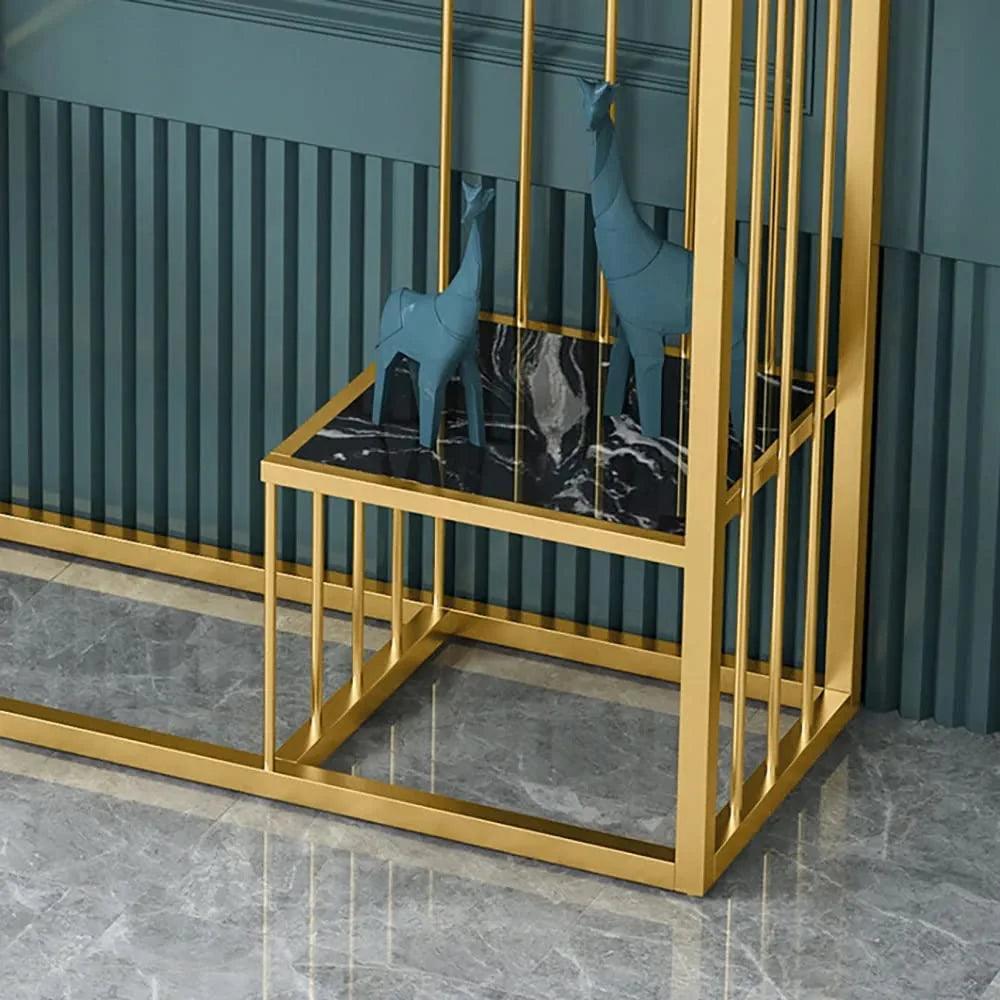 Designer 3-Tier Black Faux Marble Golden Console Table - Decor Mantra 