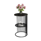 Designer Art Classic Black Finish Half Caged Coffee Round Side Table - Decor Mantra 