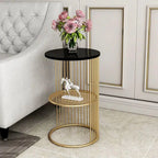 Designer Art Golden Half Caged Coffee Round Side Table - Decor Mantra 
