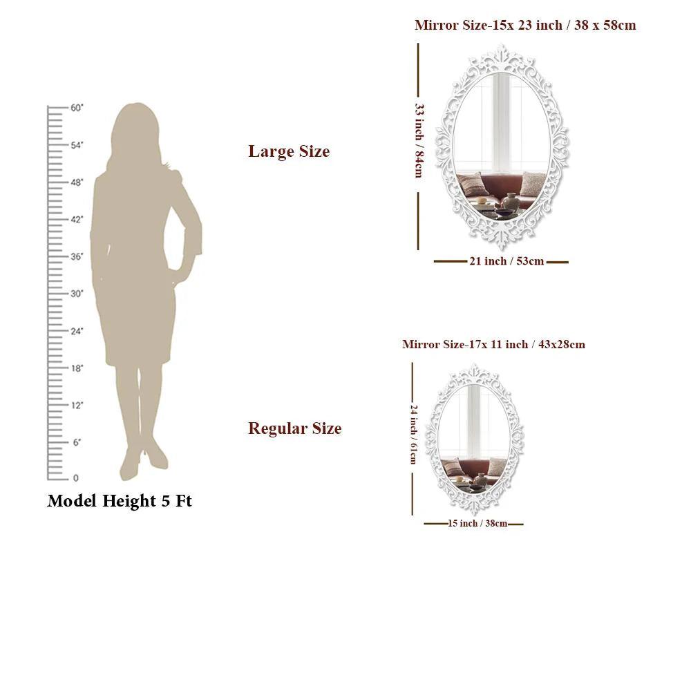 Designer Beautiful Classic Oval Vanity Mirror with Bold Motif Frame - Decor Mantra 