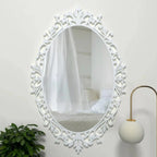 Designer Beautiful Classic Oval Vanity Mirror with Bold Motif Frame - Decor Mantra 
