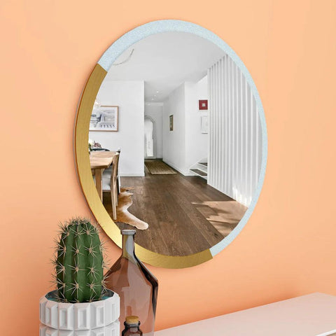 Designer Modern Stylish Round Shape Wooden Wall Mirror - Decor Mantra 