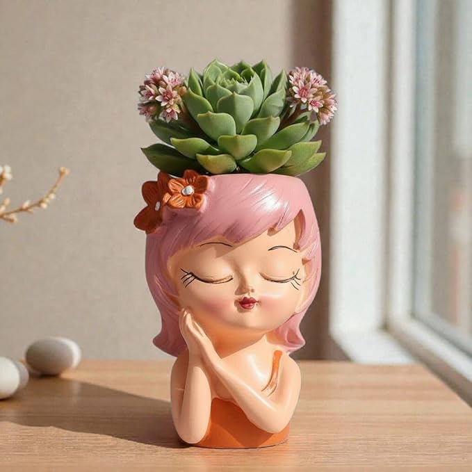 Cute Girl Head Planter Pot