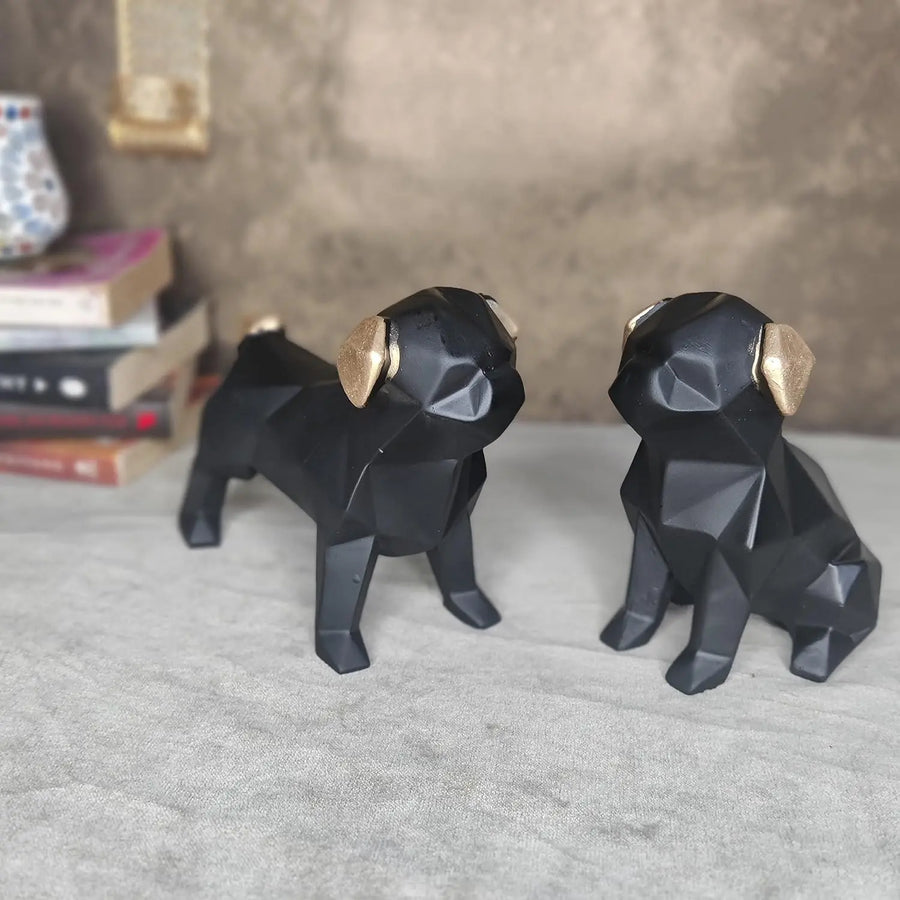 Black Dog Resin Showpiece Set