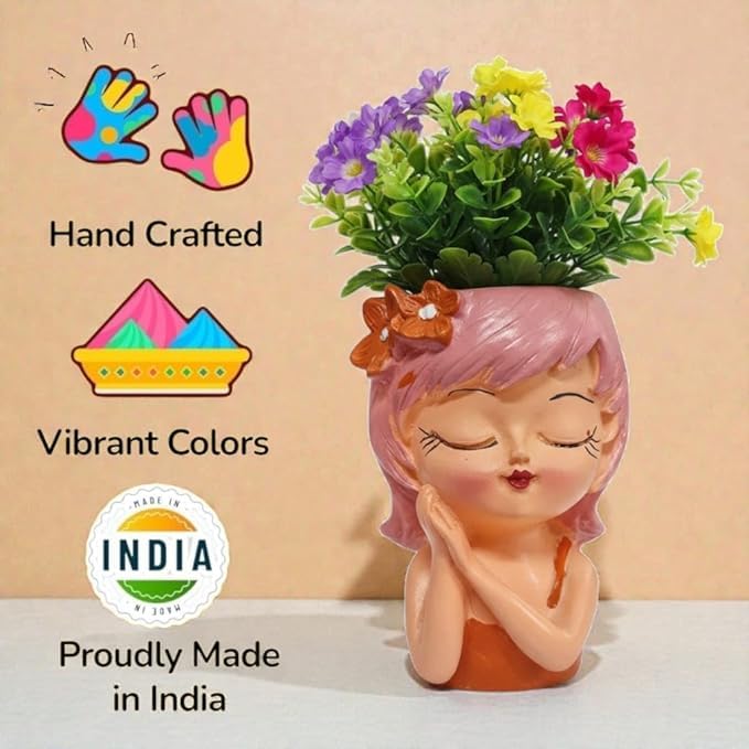 Cute Girl Head Planter Pot