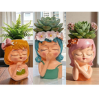 Cute Girl Head Planter Pot