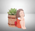 Cute Dreaming Girl Resin Planter Pot