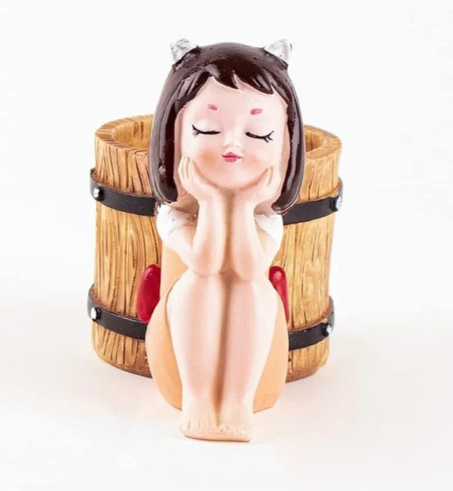 Cute Dreaming Girl Resin Planter Pot