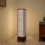 Honey Comb Design Wooden Floor Lamp For Living Room, Bedroom - Decor Mantra 