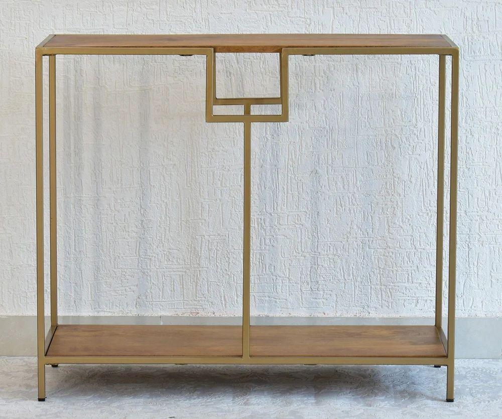 Console Table with White and Gold Metal Design - Decor Mantra 