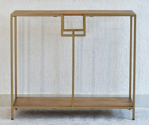 Console Table with White and Gold Metal Design - Decor Mantra 